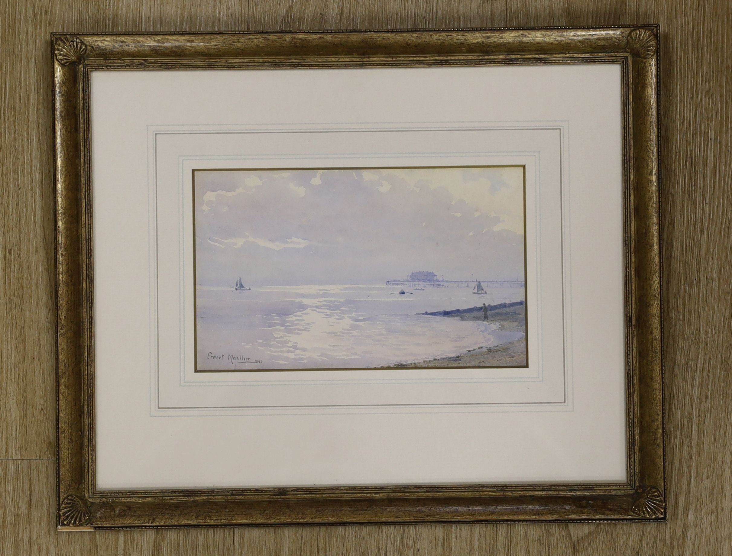 Ernest Marillier (19th/20th C.), watercolour, 'A February evening, Hastings', signed and dated 1892, 13.5 x 22.5cm